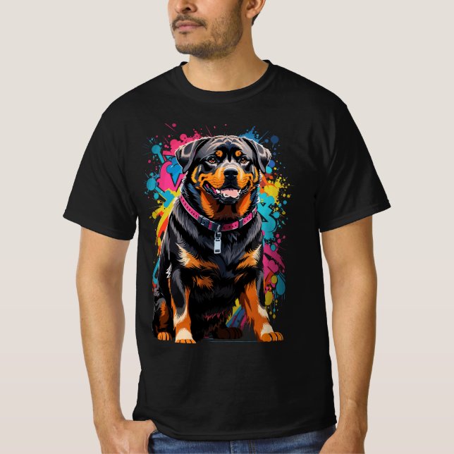 Camiseta Arte de color Rottweiler (Anverso)