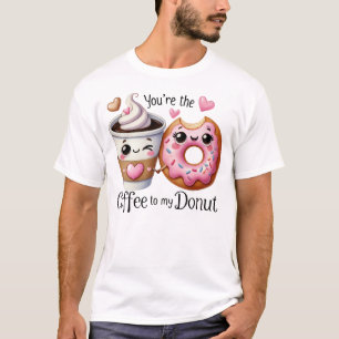 Camiseta Arte de comida Kawaii de café y donut