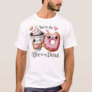 Camiseta Arte de comida Kawaii de café y donut