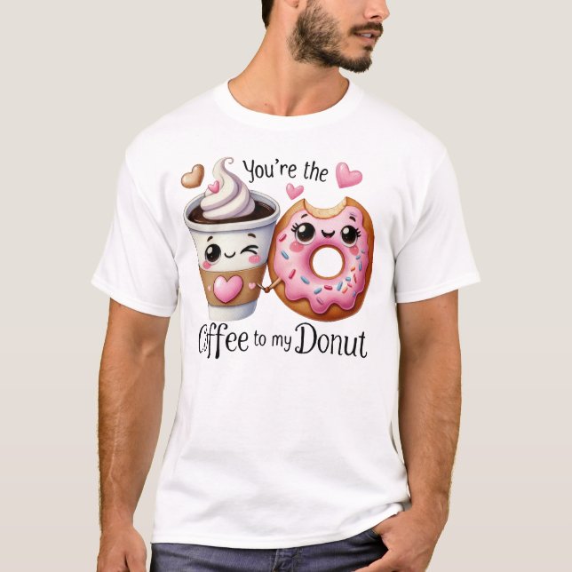 Camiseta Arte de comida Kawaii de café y donut (Anverso)