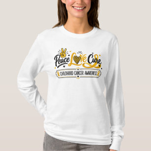 Camiseta Arte de Conciencia del Cáncer Infantil Paz Amor Cu