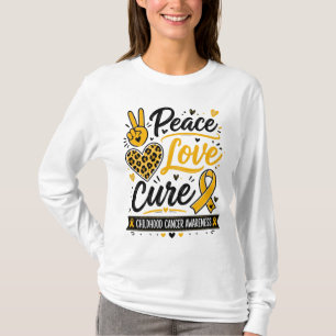 Camiseta Arte de Conciencia del Cáncer Infantil Paz Amor Cu
