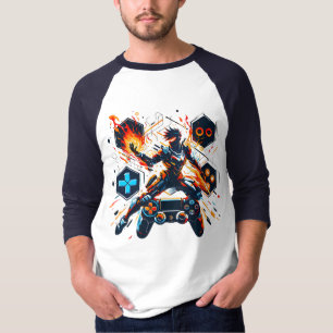 Camiseta Arte de Controlador de Fuego de Héroe de Juegos de