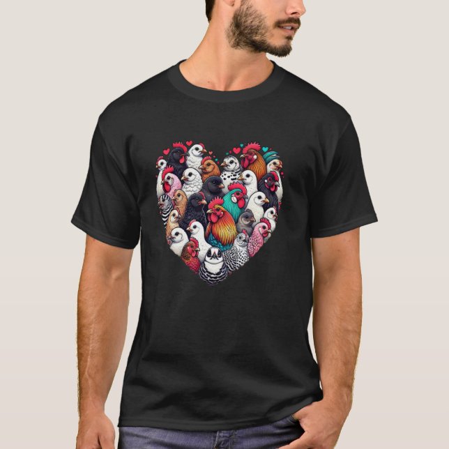 Camiseta Arte de corazón de pollo lindo (Anverso)