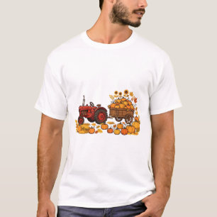 Camiseta Arte de cosecha de calabazas con tractor