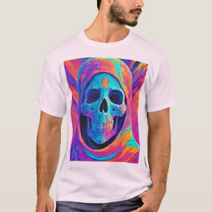 Camiseta Arte de cráneo brillante de neón