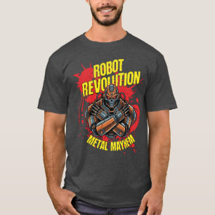 Camiseta Arte de cráneo cyberpunk de la revolución de robot