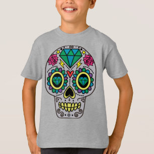 Camiseta Arte de cráneo de azúcar gris, Día de Muertos