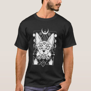Camiseta Arte de cráneo de gato multi-ojo místico