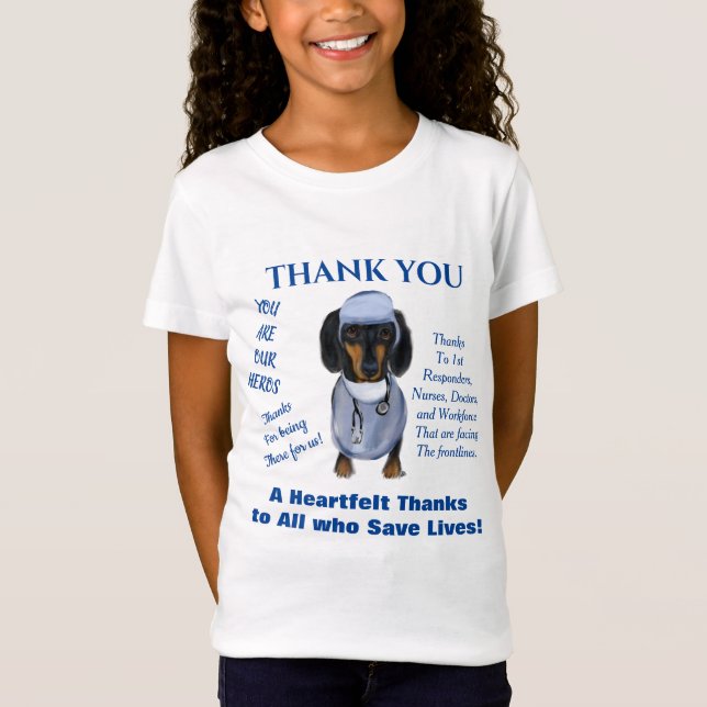 Camiseta Arte de Dachshund de agradecimiento (Anverso)