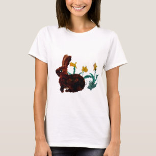Camiseta Arte de Daffodil de Conejo de Primavera Cuto