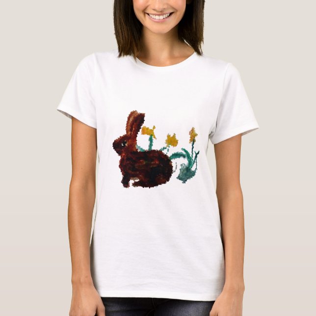Camiseta Arte de Daffodil de Conejo de Primavera Cuto (Anverso)