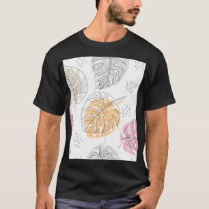 Camiseta Arte de dibujo de líneas de monstera exótico