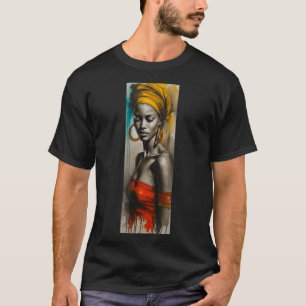 Camiseta Arte de dibujo de turbante de mujer africana melan