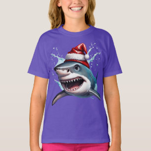 Camiseta Arte de dibujos animados de tiburón de Navidad Jaw