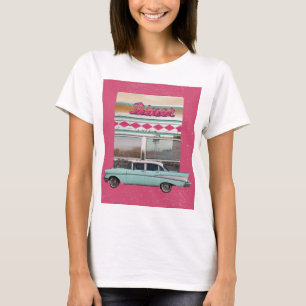 Camiseta Arte de Diner Wall de los años 50 retro   Rótulo d