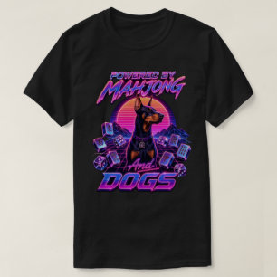 Camiseta Arte de Doberman Synthwave Mahjong & Perros