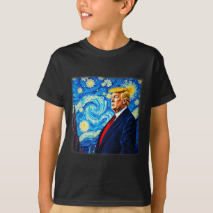 Camiseta Arte de Donald Trump Noche Estrellada estilo Van G