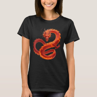 Camiseta Arte de Dragón de Fuego Rojo | Diseño de Dragón de
