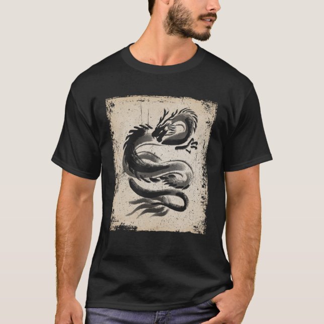 Camiseta Arte de dragón japonés Retro 2 (Anverso)