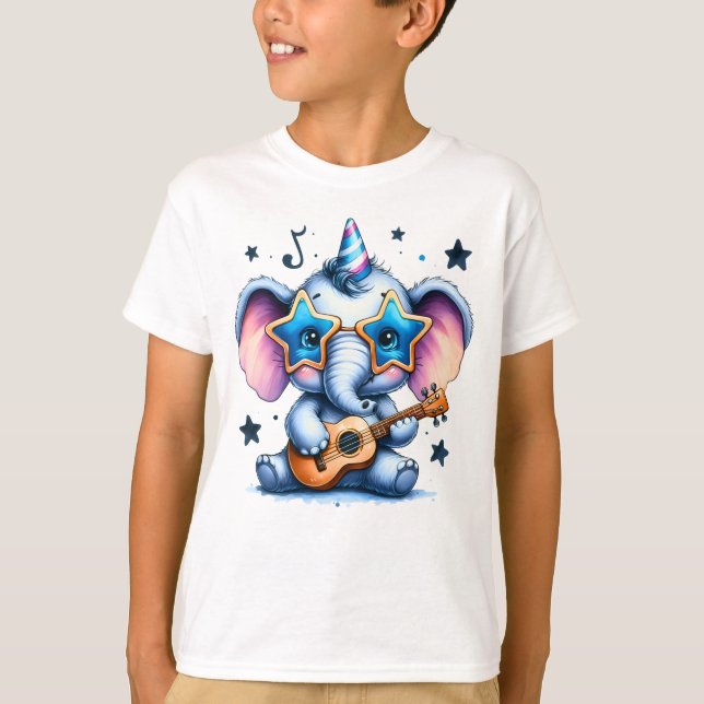 Camiseta Arte de elefante amante de la música genial (Anverso)