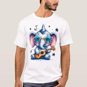 Camiseta Arte de elefante amante de la música genial