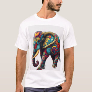 Camiseta Arte de elefante Kaleidoscópico vibrante