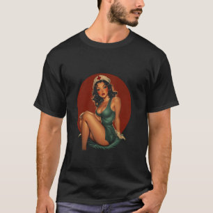 Camiseta Arte de Enfermera con Estilo Pin-Up Nostálgico