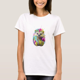 Camiseta Arte de erizo con salpicaduras de neón vibrante pa