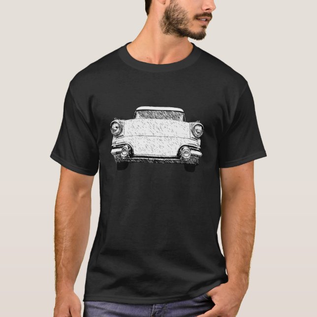 Camiseta Arte de Esbozo Pontiac Chieftain 1957 (Anverso)
