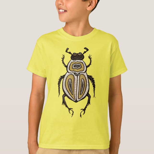 Camiseta Arte de escarabajo decorativo amarillo mucho más h (Anverso)