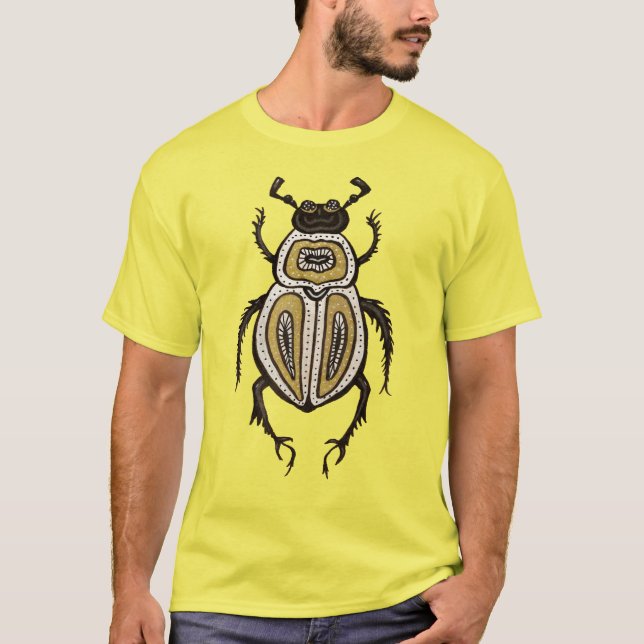 Camiseta Arte de escarabajo decorativo amarillo mucho más h (Anverso)