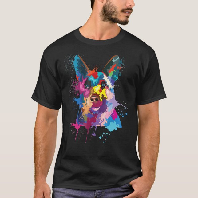 Camiseta Arte de esplash de perro pastor alemán (Anverso)