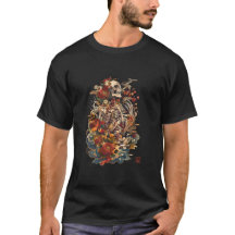Arte de esqueleto japonés | Cráneo floral gótico