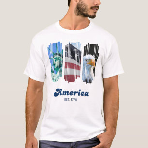 Camiseta Arte de Estados Unidos azul, rojo y blanco fragmen