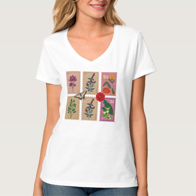 Camiseta Arte de estampado botánico vintage (Anverso)