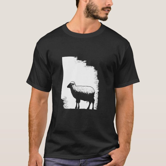 Camiseta Arte de esténcil de oveja (Anverso)