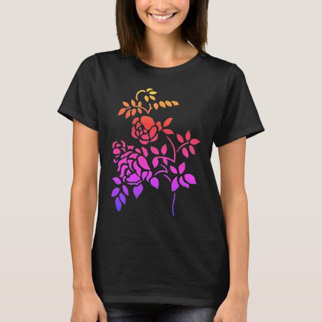 Camiseta Arte de esténcil de Rainbow Rosebud (Anverso)