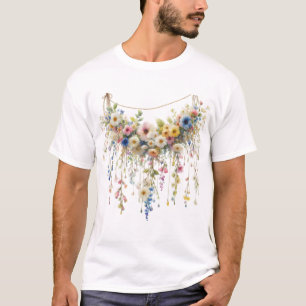Camiseta Arte de estilo de guirnalda de flores creativas