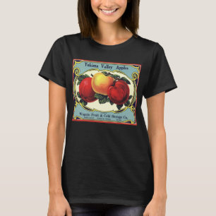 Camiseta Arte de etiqueta de caja de frutas vintage manzana