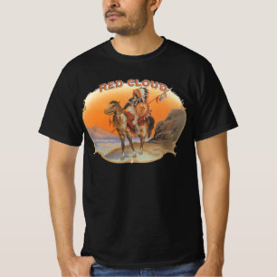 Camiseta Arte de etiqueta de cigarro vintage, indio Red Clo