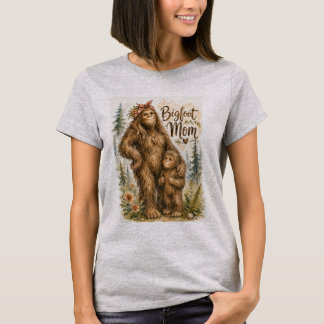 Camiseta Arte de familia de criptid forestal acuarela Bigfo