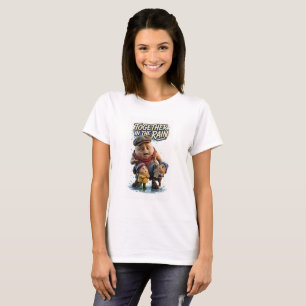 Camiseta Arte de familia linda juntos en la lluvia
