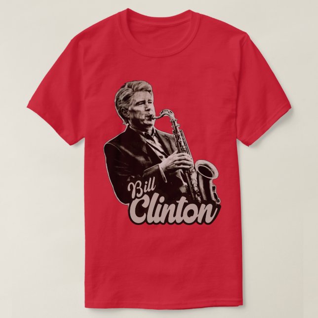 Camiseta Arte de fans originales de Bill Clinton Saxofón 90 (Diseño del anverso)