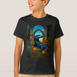 Camiseta Arte de fantasía de caimán azul