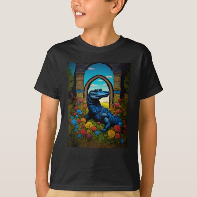 Camiseta Arte de fantasía de caimán azul (Anverso)