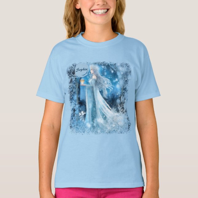 Camiseta Arte de fantasía de reina de nieve - Diosa mística (Anverso)