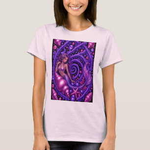 Camiseta Arte de Fantasía de Sirena Púrpura Mística   Océan
