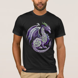Camiseta Arte de fantasía del dragón celta púrpura mítico