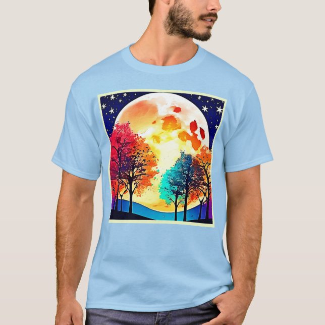 Camiseta Arte de fantasía forestal iluminado por luna (Anverso)
